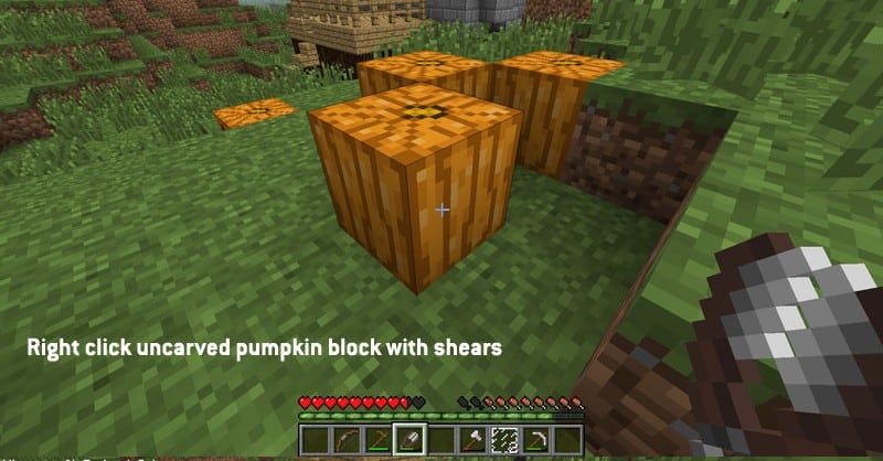 image explaining how to make a carved pumpkin in minecraft