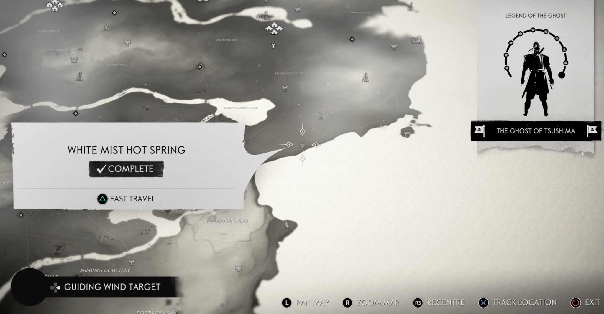 ghost of tsushima hot springs map
