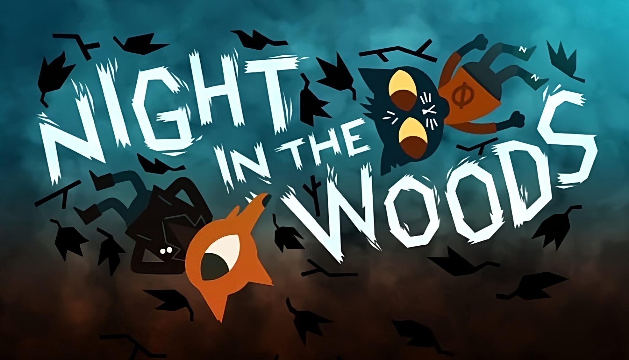 In night. Night in the Woods обложка игры. Night in the Woods плакат. Night in the Woods лого. Night in the Woods обложка.